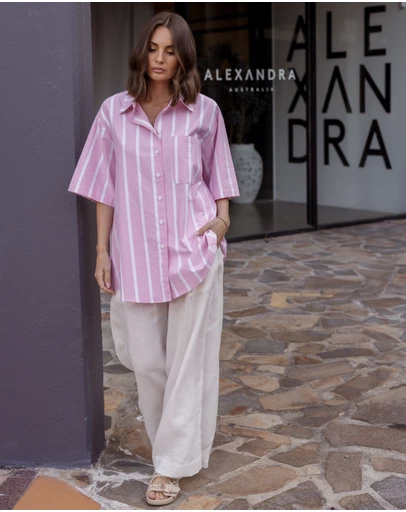 ALEXANDRA - Rogue Shirt Pink Chambray Stripe