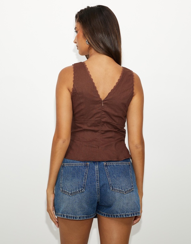 Dazie - Weekend Wine Linen Blend Top