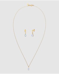 Elli Jewelry - Jewelry Set Drop Pendant Elegant Set Ear Hanger with Moonstone in 925 Sterling Silver Gold Plated