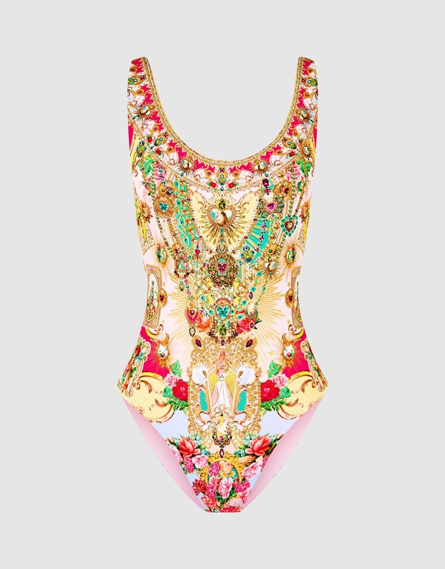 Camilla - Wide Strap Round Neck One Piece with Low Back