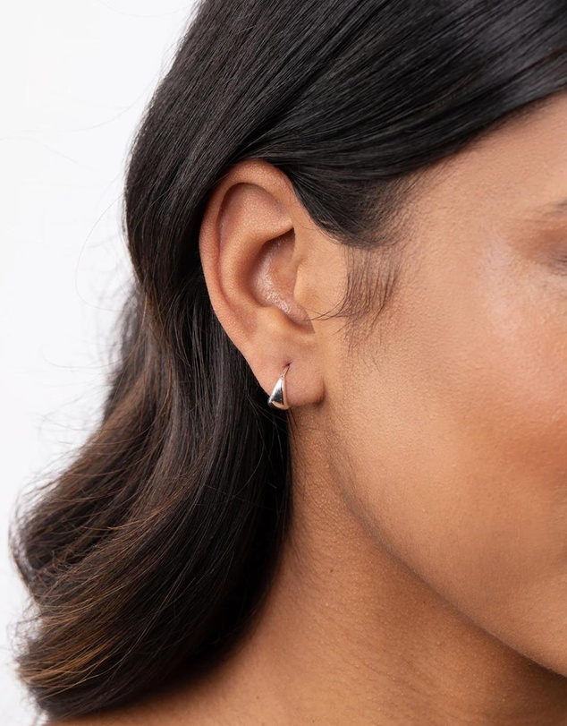Lovisa - Sterling Silver Oval Chunky Huggie Earrings