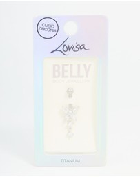 Lovisa - Titanium Cubic Zirconia Butterfly Drop Belly Bar