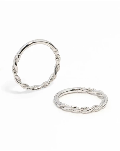 Lovisa - Surgical Steel Twisted Sleeper Hoop Earrings 10MM