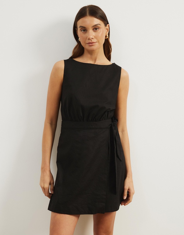 Atmos&Here - Diana Linen Blend Wrap Mini Dress