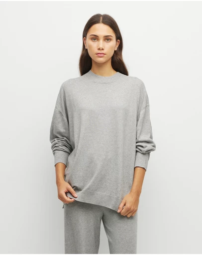 JH Lounge - JHL Crew Sweater (Cotton Cashmere) Grey Marle