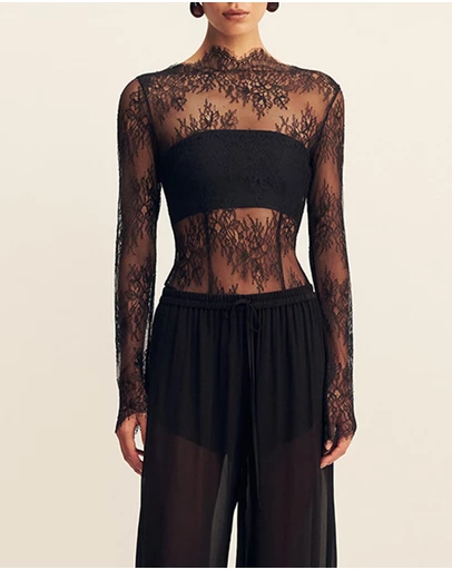 Shona Joy - Lambent Lace Long Sleeve Bodysuit