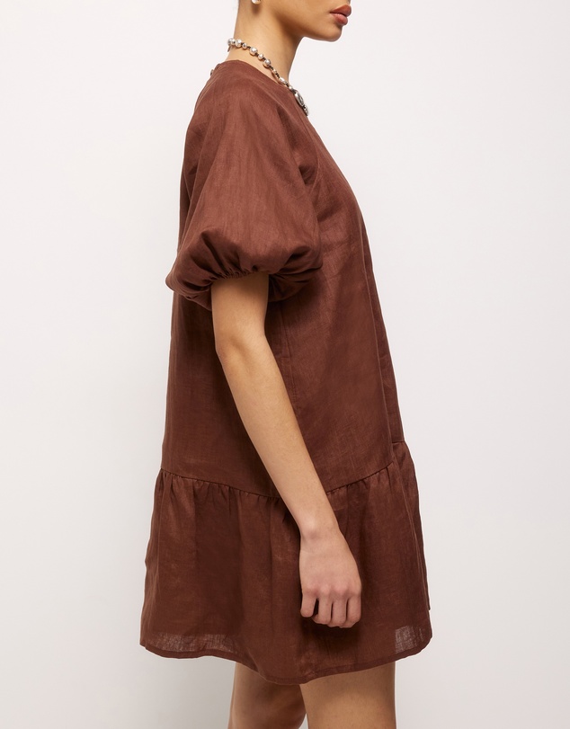 AERE - Brea Puff Sleeve Linen Mini Dress