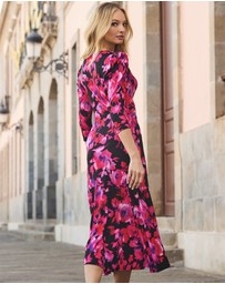 Sosandar - Floral Print Twist Front Dress