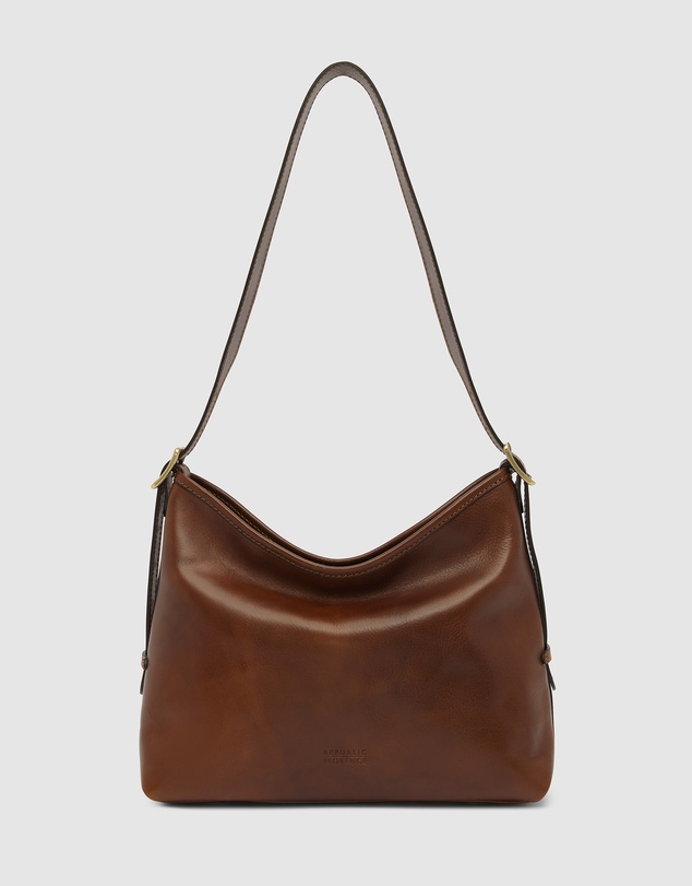 Republic of Florence - Sophia Matt Brown Leather Shoulder Bag