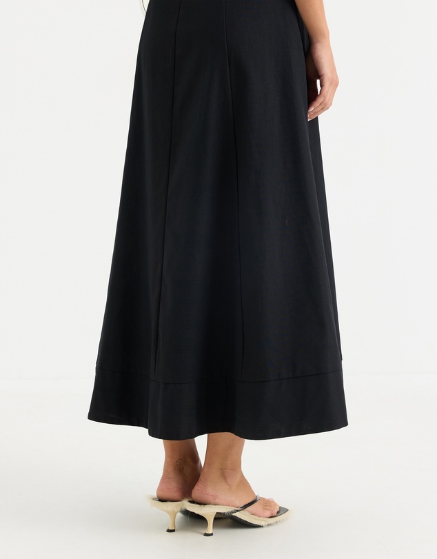 Calli - Maxime Contrast Bind Puff Sleeve Midi Dress