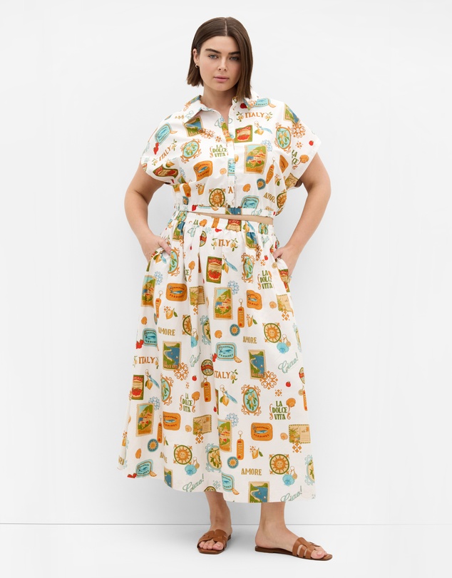 City Chic - Vacay Amore Print Shirt - White
