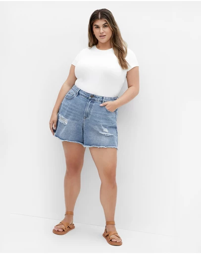 City Chic - Hannah Rip Denim Short