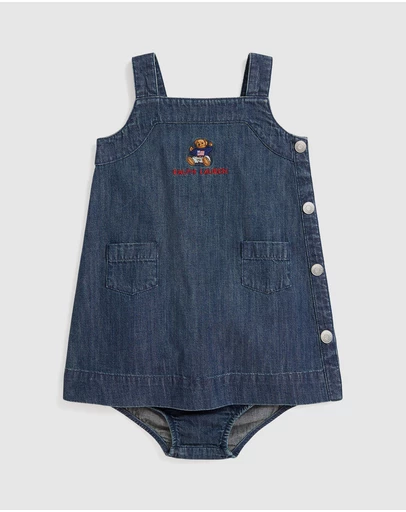 Polo Ralph Lauren - Polo Bear Denim Overall Dress - Babies