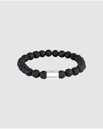 Kuzzoi - ICONIC EXCLUSIVE - Bracelet Men Lava Gemstone Bead Rectangle Trend in 925 Sterling Silver