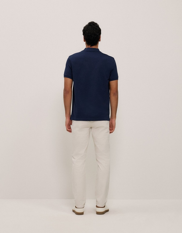 Trenery - Pique Monogram Short Sleeve Polo in Navy
