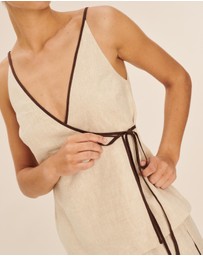 AERE - Linen Wrap Top