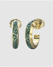 GUESS - Gold-Tone Green Trinity Hoop Earrings