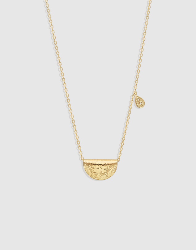 By Charlotte - Gold Lotus Birthstone Necklace - April