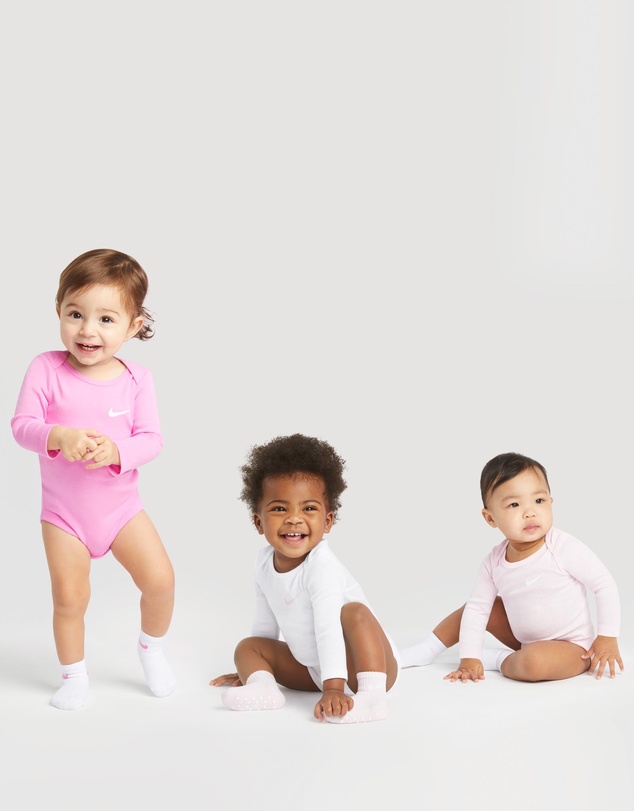 Nike - 3-Pack Core Swoosh No Slip Infant Ankle Socks - Babies
