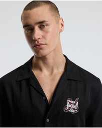 Calibre - Snake Embroidered Short Sleeve Shirt Black