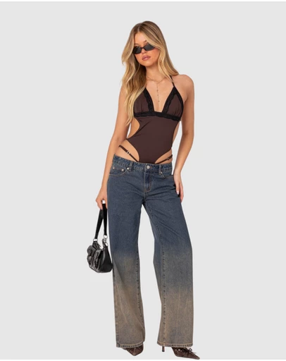 EDIKTED - Strappy Lace Trim Bodysuit