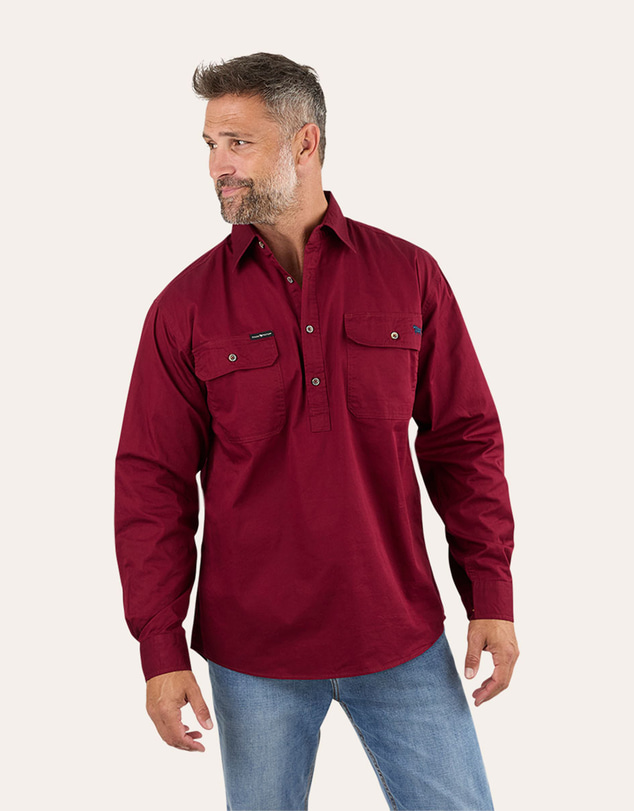 Ringers Western - King River Mens Half Button Work Shirt