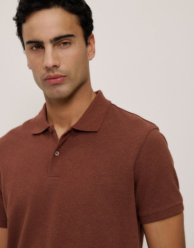 Trenery - Pique Marle Monogram Polo in Redwood