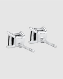 Kuzzoi - ICONIC EXCLUSIVE - Earrings Male Stud Square Black Zirconia 925 Sterling Silver