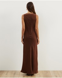 Atmos&Here - Dara Vneck Satin Maxi Dress