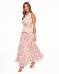 Petal & Pup - Mena Pleated Maxi Skirt - Blurred Pink Floral
