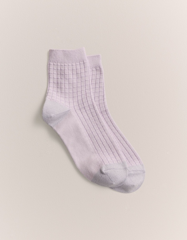 Trenery - Textured Grid Crew Sock in Orchid