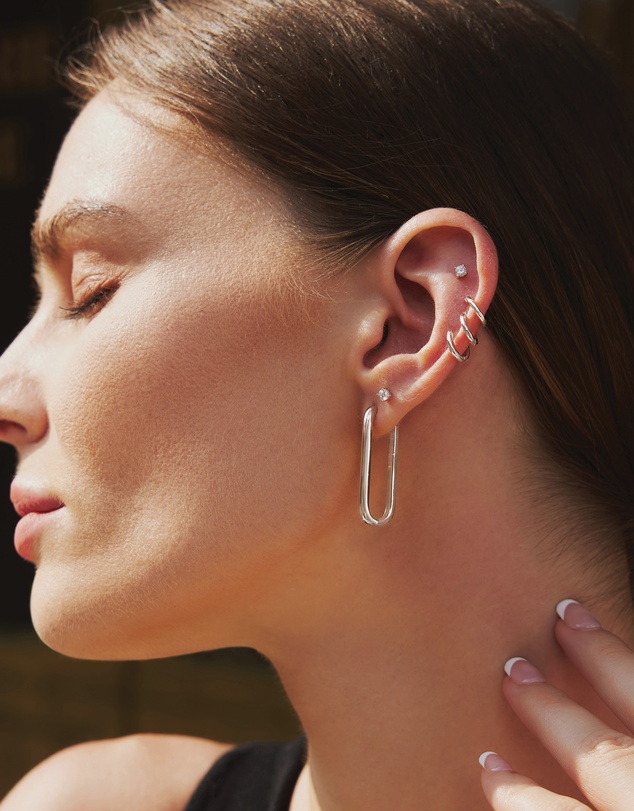 Ania Haie - Silver Tube Oversized U Hoop Earrings