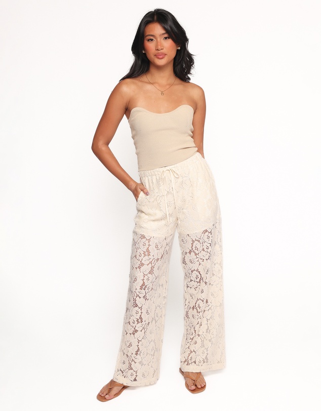 Petal & Pup - Sabina Lace Wide Leg Pant - Cream