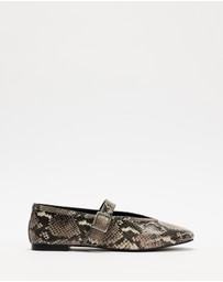 Atmos&Here - Riley Snakeskin Leather Ballet Flats