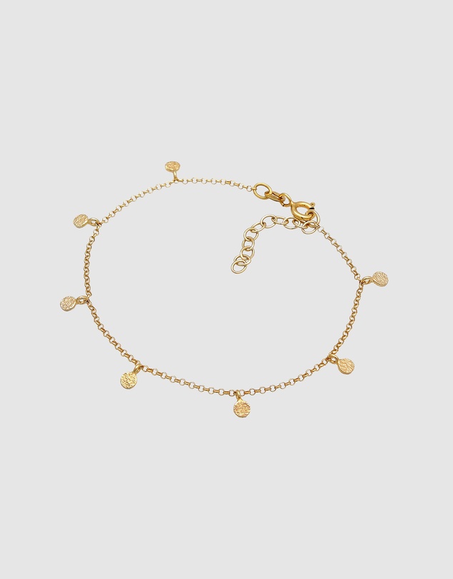 Elli Jewelry - Bracelet Platelet Pendant Round Textured in 925 sterling silver Gold Plated