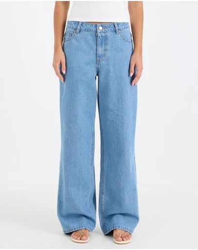 Calli - Cara Cinch Waist Mid Rise Relaxed Jeans