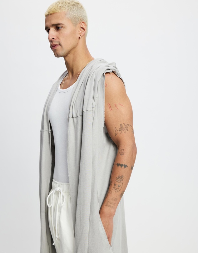 Surrounded By Ghosts - The Natrolite Hooded Rib Knit Sleeveless Cardigan