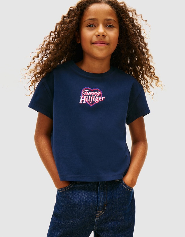 Tommy Hilfiger - Heart Embroidery Logo Jersey T-Shirt - Teens