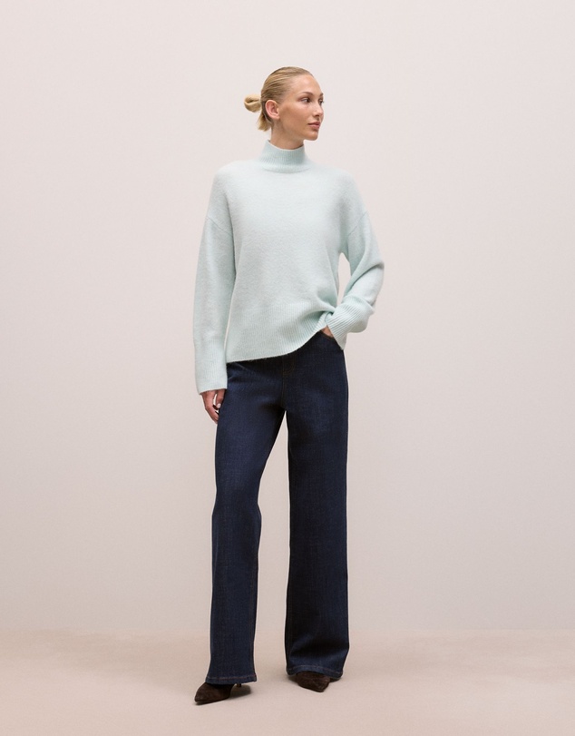 Trenery - Alpaca Merino Blend Relaxed Mock Neck in Faint Blue