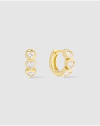 Wanderlust + Co - Heart Bezel Gold 8mm Huggie Earrings