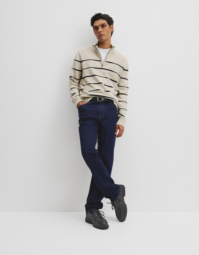 Country Road - Australian Good Earth Cotton Half Zip Stripe Knit