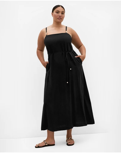 City Chic - Plus size Strappy Bead Maxi Dress - black