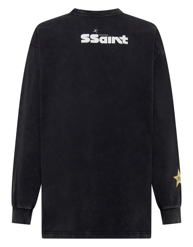 SSAINT - Signature Moto Tee Black Acid Wash