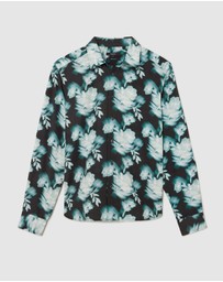 Politix - Distorted Floral Printed Long Sleeve Shirt