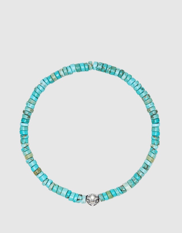 Nialaya Jewellery - Men's Wristband with Turquoise Heishi Beads