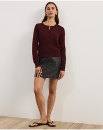 Atmos&Here - Elina Crewneck Knit Cardigan With Rib Hem