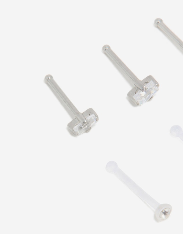 Lovisa - Surgical Steel Cubic Zirconia & Clear Nose Studs 6-Pack