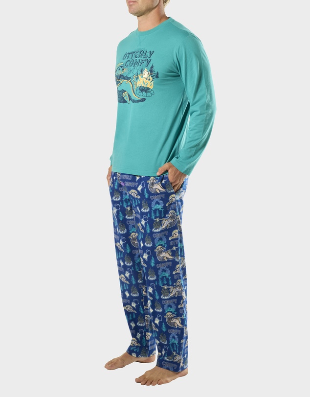 Mitch Dowd - Mens Otterly Comfy Cotton Sleep Set - Blue Green