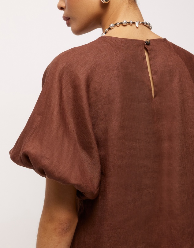 AERE - Brea Puff Sleeve Linen Mini Dress