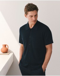 Trenery - Mercerised Cotton Shirt in Navy